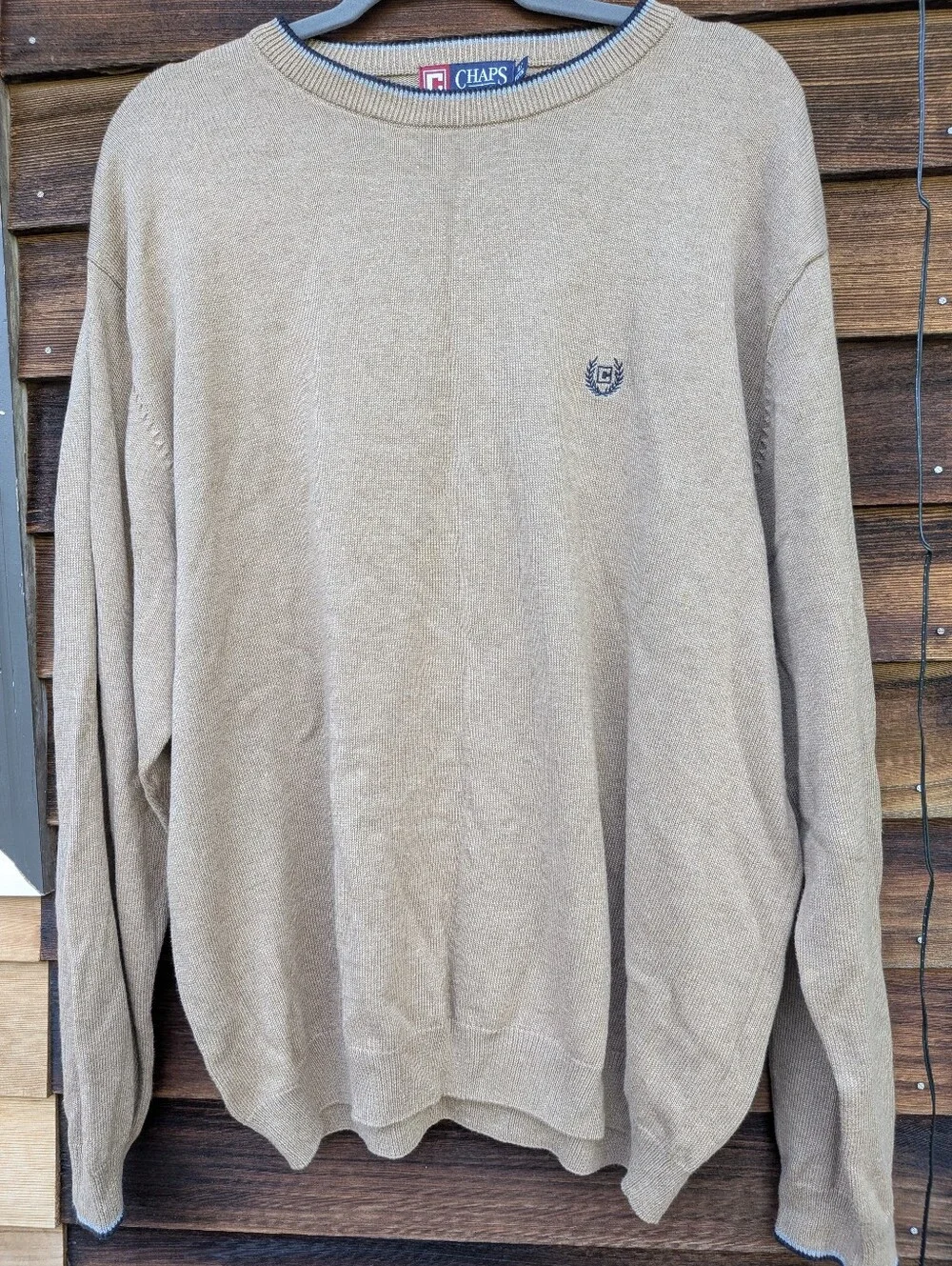 Classic CHAPS Camel Xl 100% Cotton Year Round Sweater Travel Business Casual
